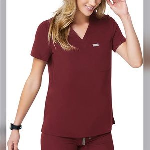 Figs Caterina Burgundy One Pocket Scrubs